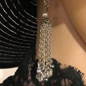 Pearl and silver earrings